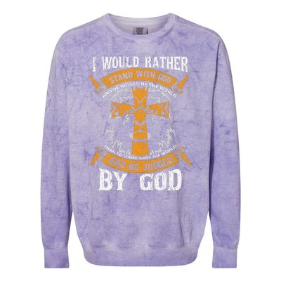 Lion Knight Templar I Would Rather Stand With God Sayings Colorblast Crewneck Sweatshirt