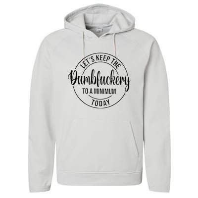 LetS Keep The Dumbfuckery To A Minimum Today Performance Fleece Hoodie