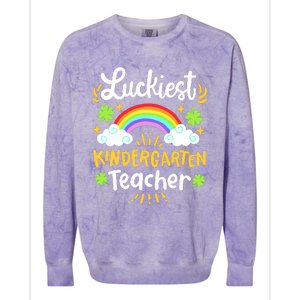 Luckiest Kindergarten Teacher St Patricks Day School Colorblast Crewneck Sweatshirt