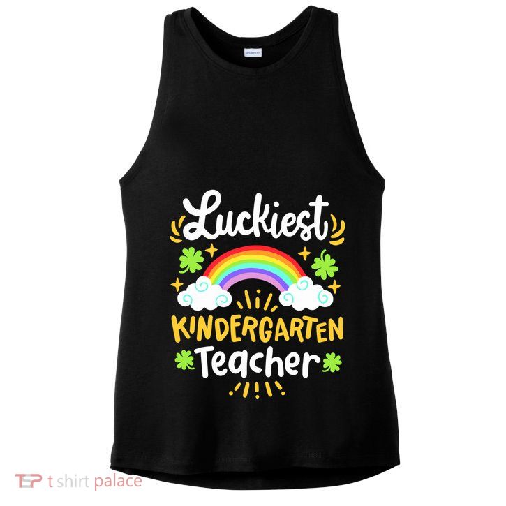 Luckiest Kindergarten Teacher St Patricks Day School Ladies PosiCharge Tri-Blend Wicking Tank