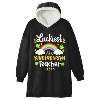 Luckiest Kindergarten Teacher St Patricks Day School Hooded Wearable Blanket