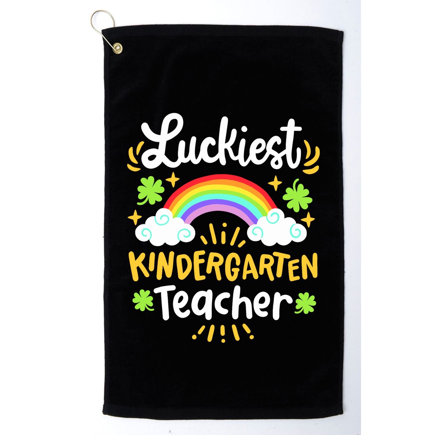 Luckiest Kindergarten Teacher St Patricks Day School Golf Towel