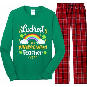 Luckiest Kindergarten Teacher St Patricks Day School Long Sleeve Pajama Set