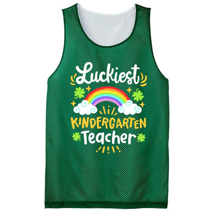 Luckiest Kindergarten Teacher St Patricks Day School Mesh Reversible Basketball Jersey Tank