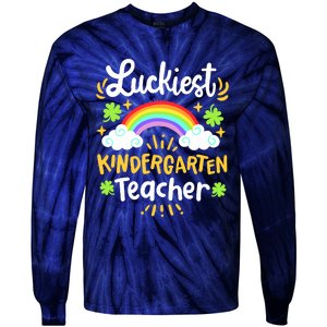 Luckiest Kindergarten Teacher St Patricks Day School Tie-Dye Long Sleeve Shirt