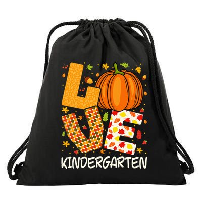 Love Kindergarten Teacher Pumpkin Fall Autumn Thanksgiving Drawstring Bag