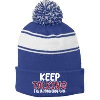 Leopard Keep Talking I'm Diagnosing You For Therapist Gift Stripe Pom Pom Beanie