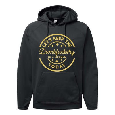 LetS Keep The Dumbfuckery To A Minimum Today Performance Fleece Hoodie