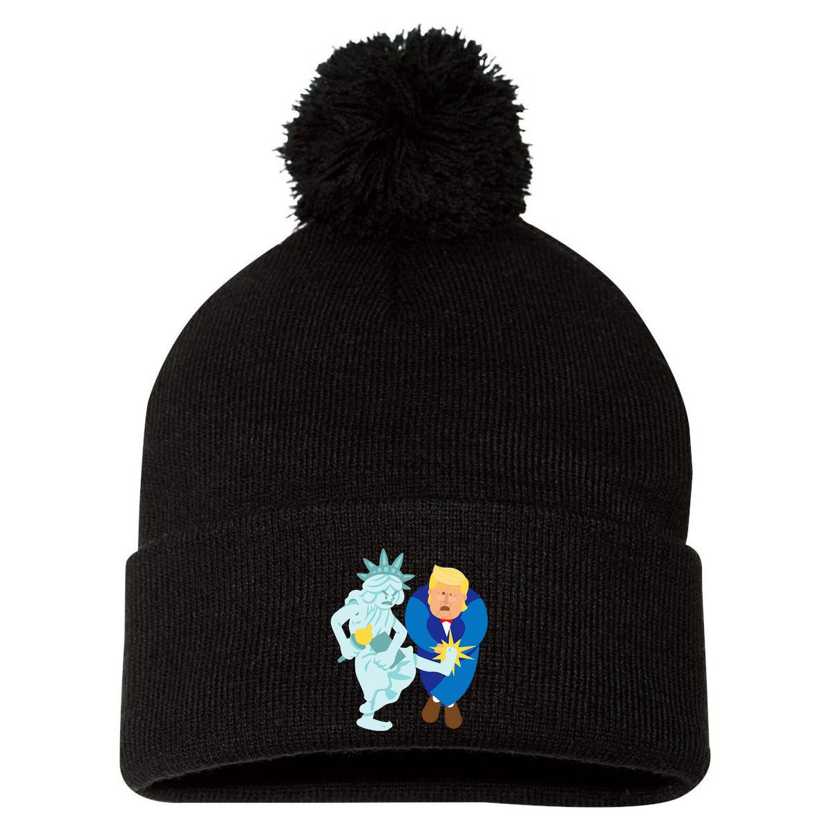 Liberty Kicks Trump 2020 Election Anti Donald Democrat Gift Pom Pom 12in Knit Beanie