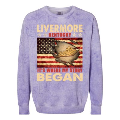 Livermore Kentucky Usa Flag 4th Of July Gift Colorblast Crewneck Sweatshirt