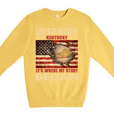 Livermore Kentucky Usa Flag 4th Of July Gift Premium Crewneck Sweatshirt