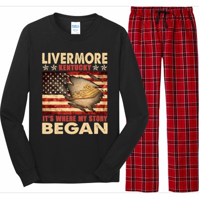 Livermore Kentucky Usa Flag 4th Of July Gift Long Sleeve Pajama Set