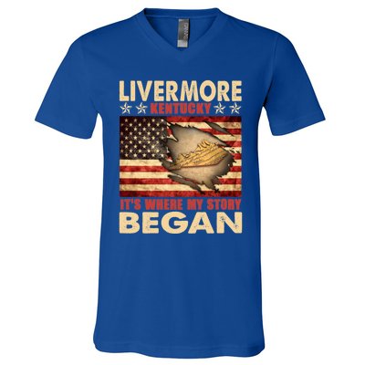 Livermore Kentucky Usa Flag 4th Of July Gift V-Neck T-Shirt