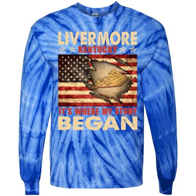 Livermore Kentucky Usa Flag 4th Of July Gift Tie-Dye Long Sleeve Shirt