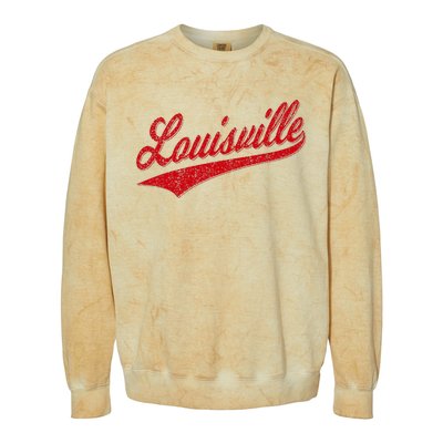 Louisville Kentucky Varsity Script Classic Sports Jersey Colorblast Crewneck Sweatshirt