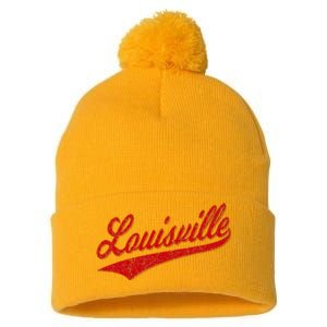 Louisville Kentucky Varsity Script Classic Sports Jersey Pom Pom 12in Knit Beanie