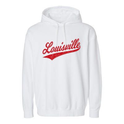 Louisville Kentucky Varsity Script Classic Sports Jersey Garment-Dyed Fleece Hoodie