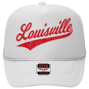 Louisville Kentucky Varsity Script Classic Sports Jersey High Crown Mesh Back Trucker Hat