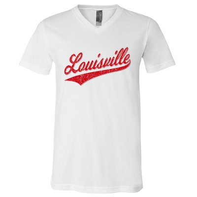 Louisville Kentucky Varsity Script Classic Sports Jersey V-Neck T-Shirt