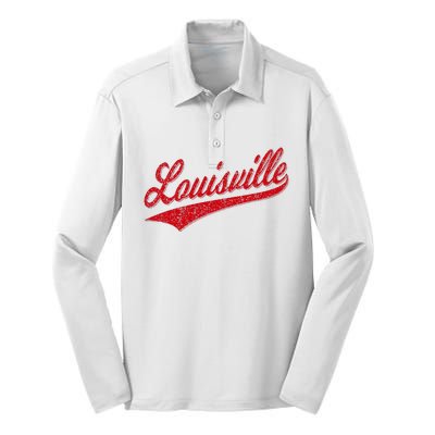 Louisville Kentucky Varsity Script Classic Sports Jersey Silk Touch Performance Long Sleeve Polo