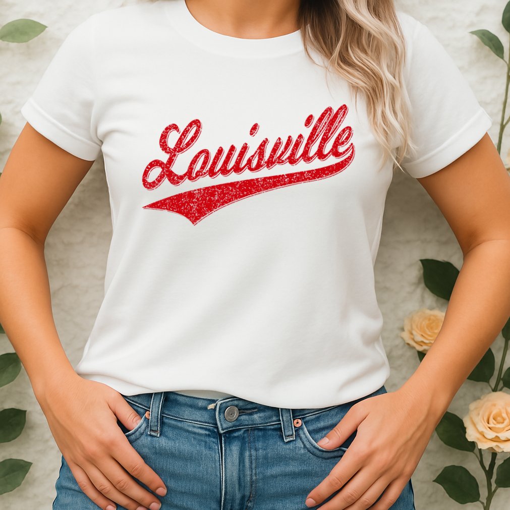Louisville Kentucky Varsity Script Classic Sports Jersey Womens T-Shirt