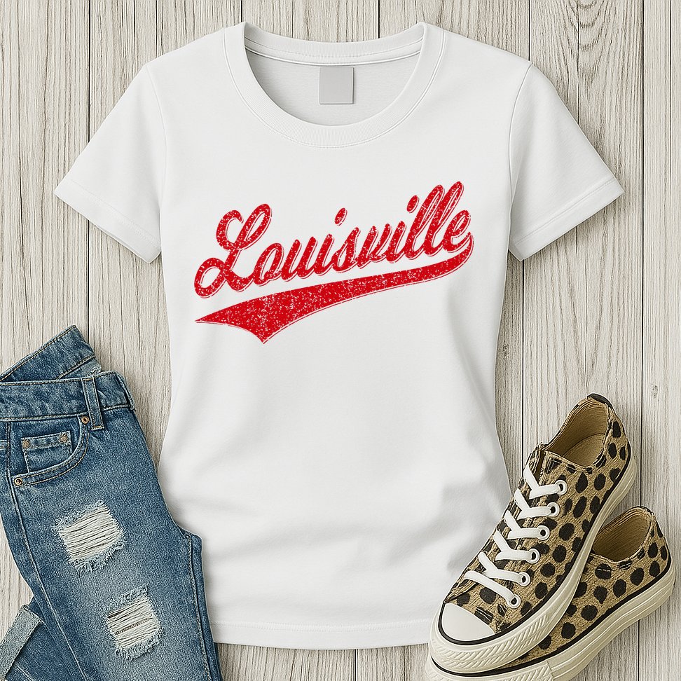 Louisville Kentucky Varsity Script Classic Sports Jersey Womens T-Shirt