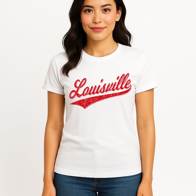 Louisville Kentucky Varsity Script Classic Sports Jersey Womens T-Shirt