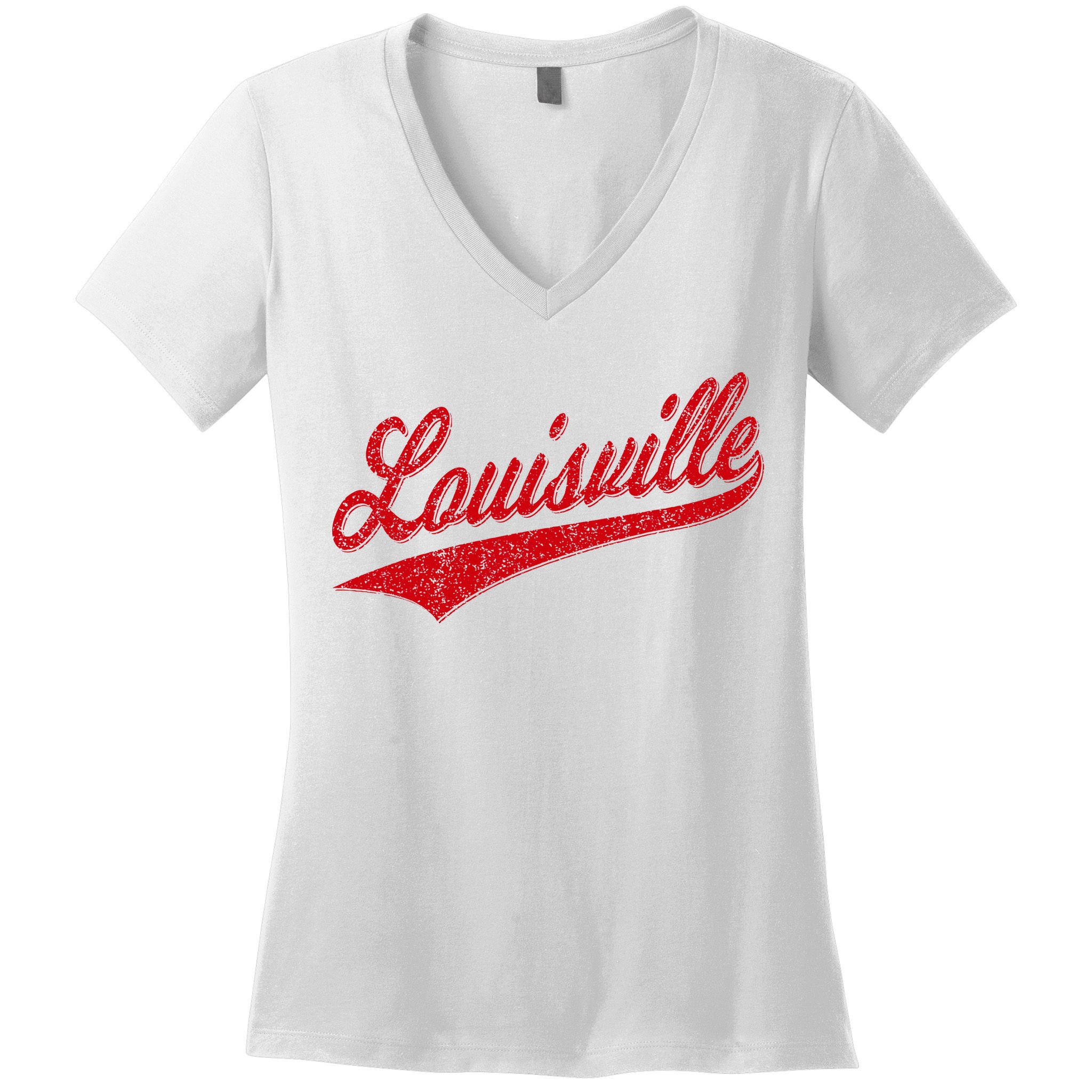 Louisville Kentucky Varsity Script Classic Sports Jersey Women's V-Neck T-Shirt
