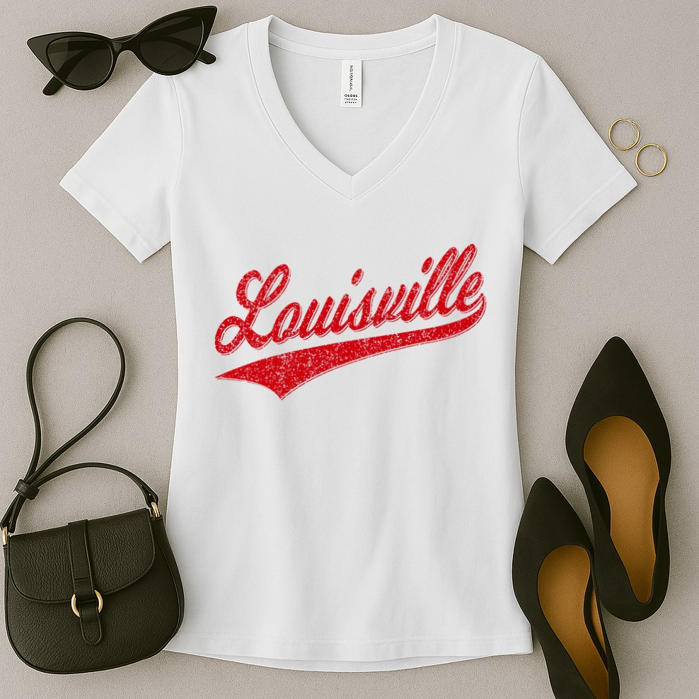 Louisville Kentucky Varsity Script Classic Sports Jersey Women's V-Neck T-Shirt