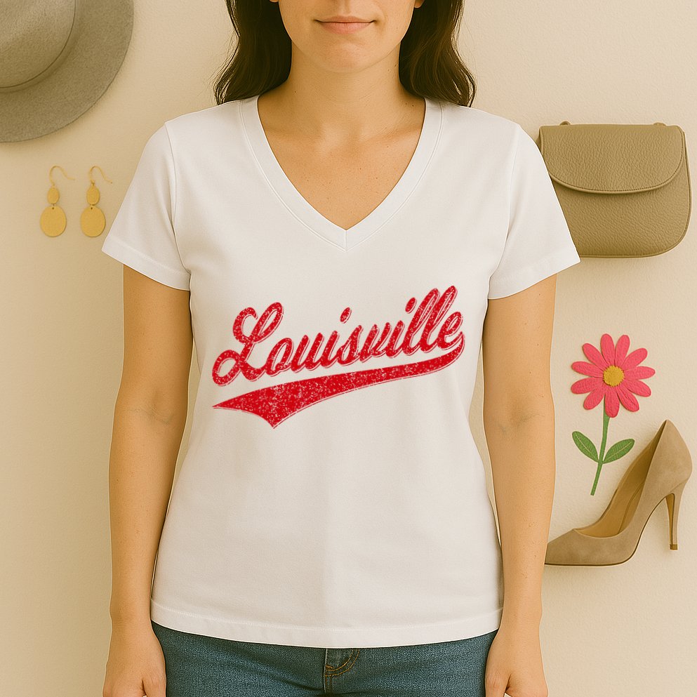 Louisville Kentucky Varsity Script Classic Sports Jersey Women's V-Neck T-Shirt
