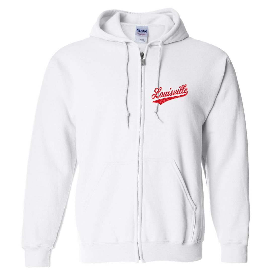 Louisville Kentucky Varsity Script Classic Sports Jersey Full Zip Hoodie