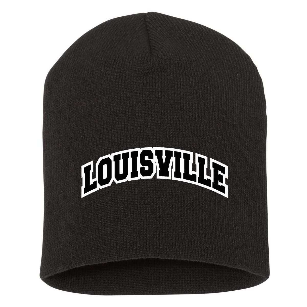 Louisville Kentucky Varsity Style Vintage Red Short Acrylic Beanie