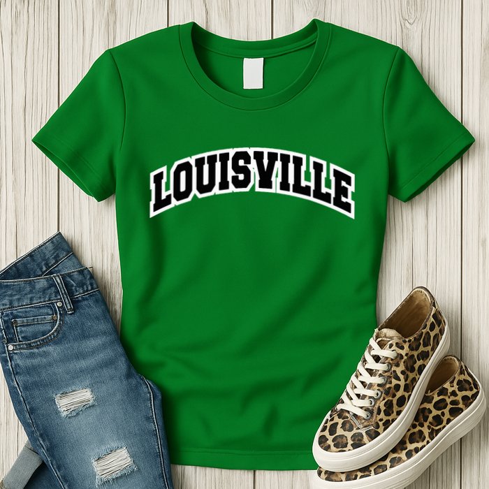 Louisville Kentucky Varsity Style Vintage Red Womens T-Shirt
