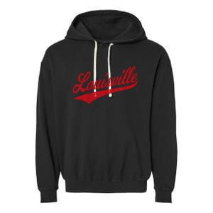 Louisville Kentucky Varsity Script Classic Sports Jersey Garment-Dyed Fleece Hoodie