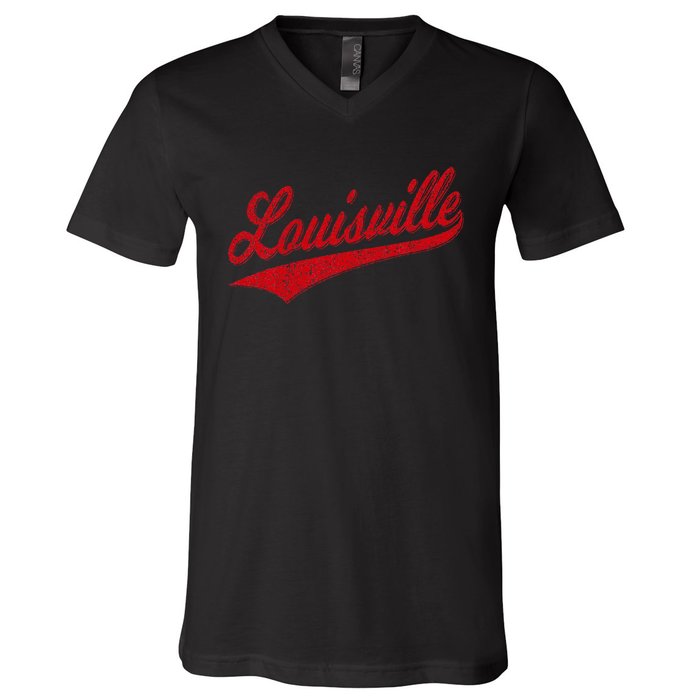 Louisville Kentucky Varsity Script Classic Sports Jersey V-Neck T-Shirt