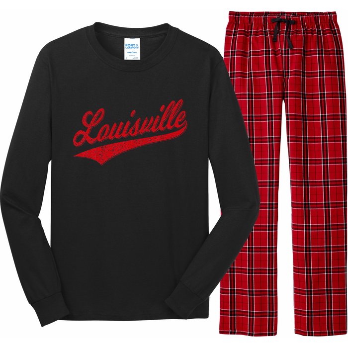 Louisville Kentucky Varsity Script Classic Sports Jersey Long Sleeve Pajama Set