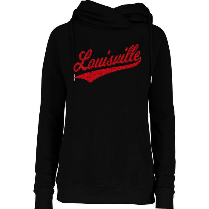 Louisville Kentucky Varsity Script Classic Sports Jersey Womens Funnel Neck Pullover Hood