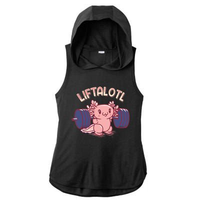 Liftalotl Lifting Axolotl Weightlifting Gym Workout Girl Boy Ladies PosiCharge Tri-Blend Wicking Draft Hoodie Tank