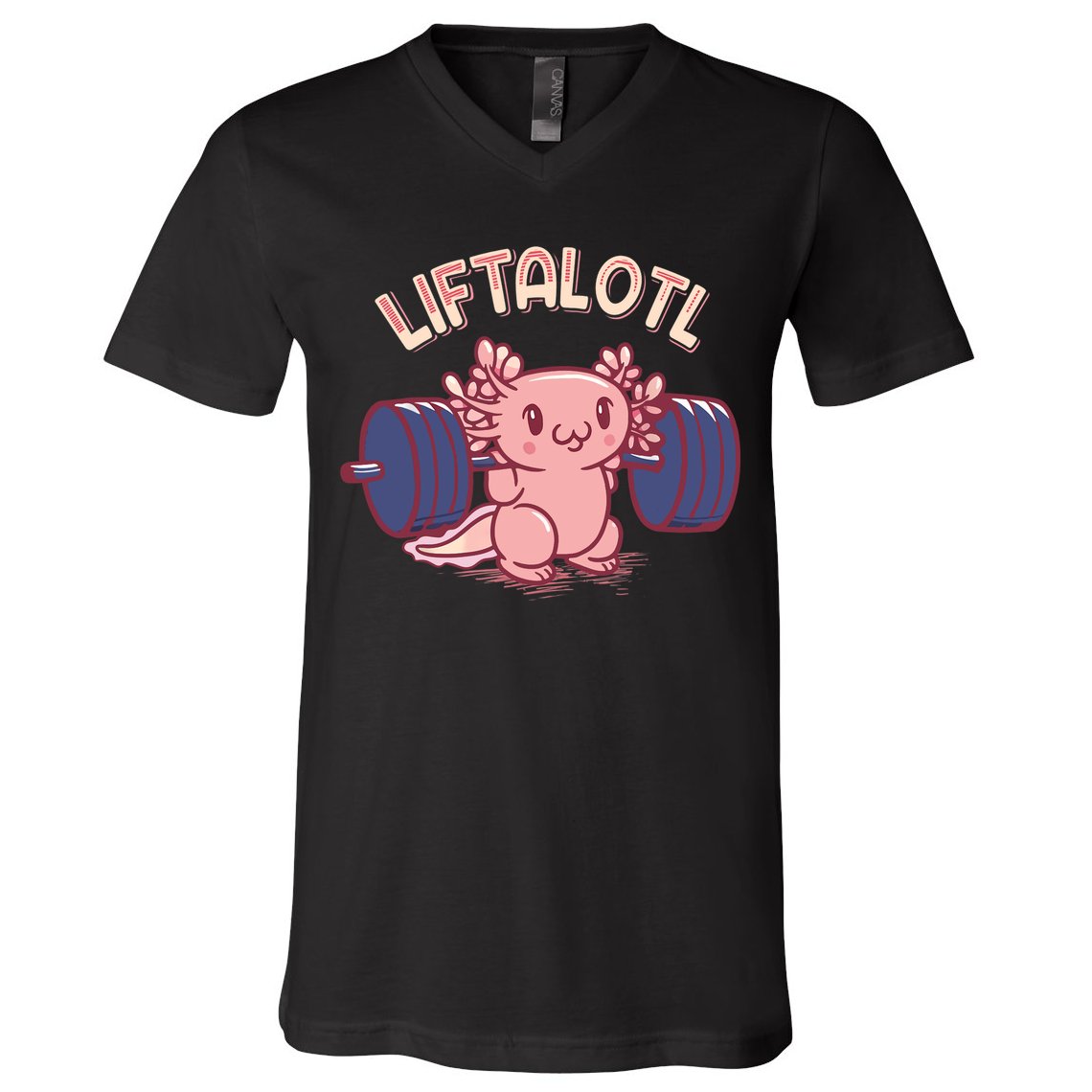 Liftalotl Lifting Axolotl Weightlifting Gym Workout Girl Boy V-Neck T-Shirt