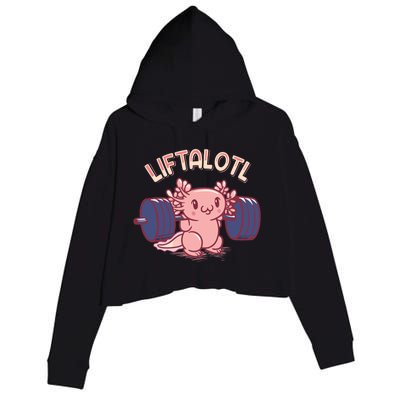 Liftalotl Lifting Axolotl Weightlifting Gym Workout Girl Boy Crop Fleece Hoodie