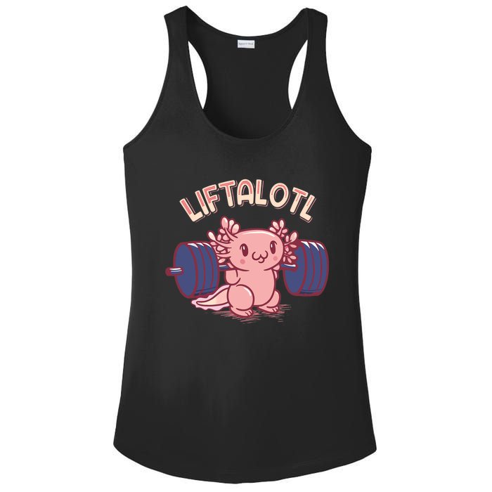 Liftalotl Lifting Axolotl Weightlifting Gym Workout Girl Boy Ladies PosiCharge Competitor Racerback Tank