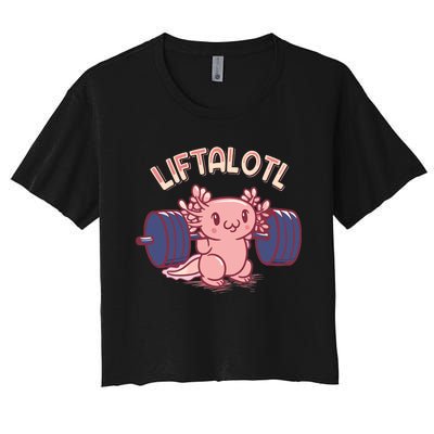 Liftalotl Lifting Axolotl Weightlifting Gym Workout Girl Boy Women's Crop Top Tee