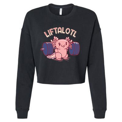 Liftalotl Lifting Axolotl Weightlifting Gym Workout Girl Boy Cropped Pullover Crew