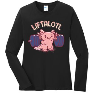 Liftalotl Lifting Axolotl Weightlifting Gym Workout Girl Boy Ladies Long Sleeve Shirt