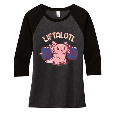 Liftalotl Lifting Axolotl Weightlifting Gym Workout Girl Boy Women's Tri-Blend 3/4-Sleeve Raglan Shirt