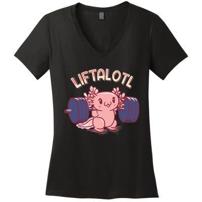 Liftalotl Lifting Axolotl Weightlifting Gym Workout Girl Boy Women's V-Neck T-Shirt