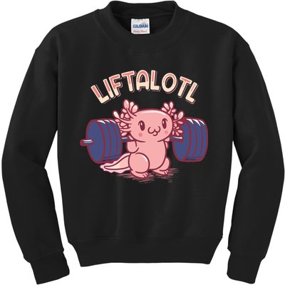 Liftalotl Lifting Axolotl Weightlifting Gym Workout Girl Boy Kids Sweatshirt