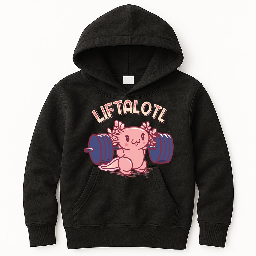 Liftalotl Lifting Axolotl Weightlifting Gym Workout Girl Boy Kids Hoodie
