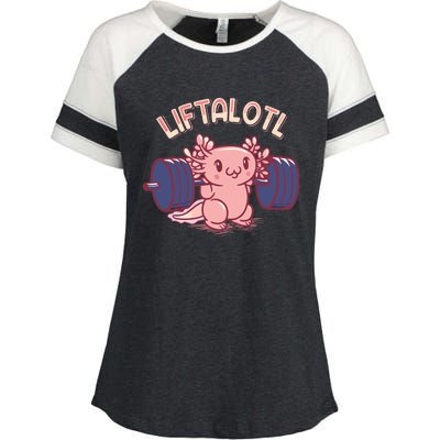 Liftalotl Lifting Axolotl Weightlifting Gym Workout Girl Boy Enza Ladies Jersey Colorblock Tee