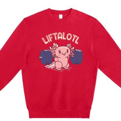 Liftalotl Lifting Axolotl Weightlifting Gym Workout Girl Boy Premium Crewneck Sweatshirt